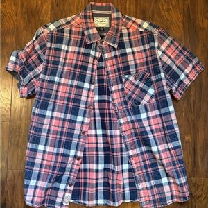 Dry Goods Red and Blue Plaid Button Down Shirt